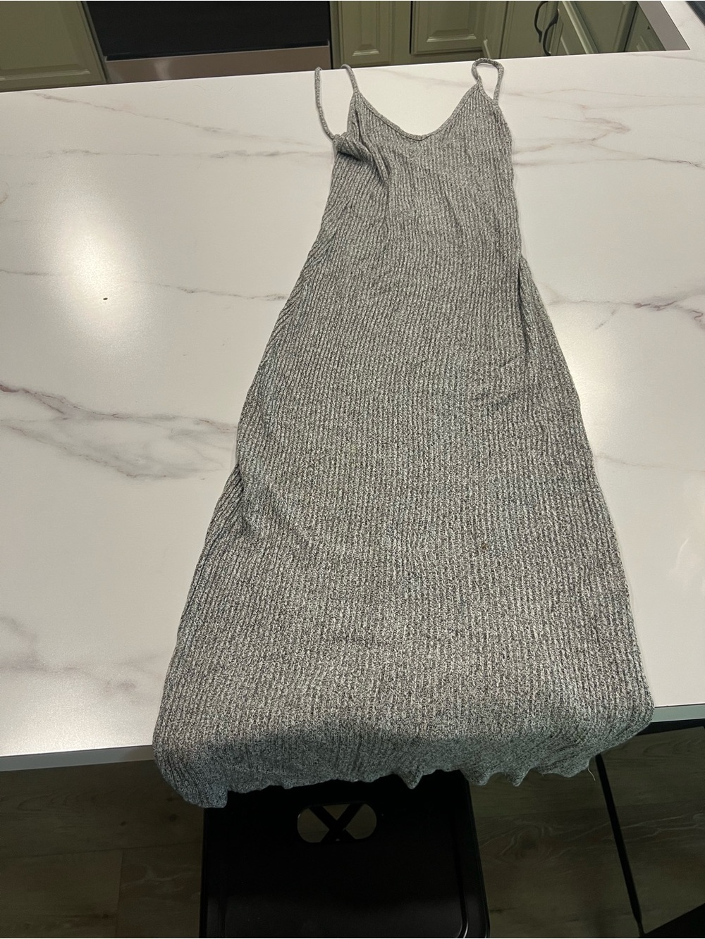 Brandy Melville Heather Gray Ribbed Midi Slip Dress